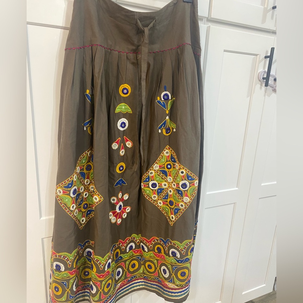 Free people, style unknown, embroidered, mirror embellished, size 8 maxi skirt